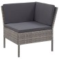 3-tlg. Garten-Lounge-Set mit Auflagen Poly Rattan Grau 3-tlg. Garten-Lounge-Set mit Auflagen Poly Rattan Grau
