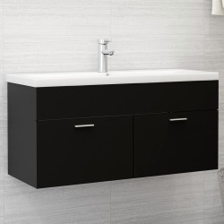 vidaXL Waschbeckenunterschrank Schwarz 100x38,5x46 cm Holzwerkstoff