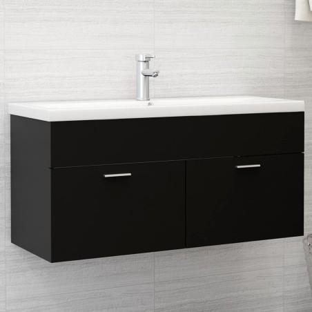 vidaXL Waschbeckenunterschrank Schwarz 100x38,5x46 cm Holzwerkstoff