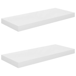 vidaXL Schwebende Wandregale 2 Stk. Hochglanz-Weiß 60x23,5x3,8cm MDF 
