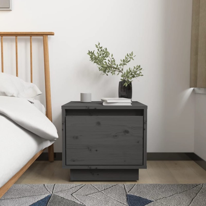 vidaXL Nachttisch Grau 35x34x32 cm Massivholz Kiefer vidaXL Nachttisch Grau 35x34x32 cm Massivholz Kiefer