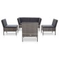 6-tlg. Garten-Lounge-Set mit Auflagen Poly Rattan Grau 6-tlg. Garten-Lounge-Set mit Auflagen Poly Rattan Grau