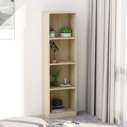 vidaXL Bücherregal 4 Fächer Sonoma-Eiche 40x24x142 cm Holzwerkstoff