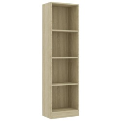 vidaXL Bücherregal 4 Fächer Sonoma-Eiche 40x24x142 cm Holzwerkstoff