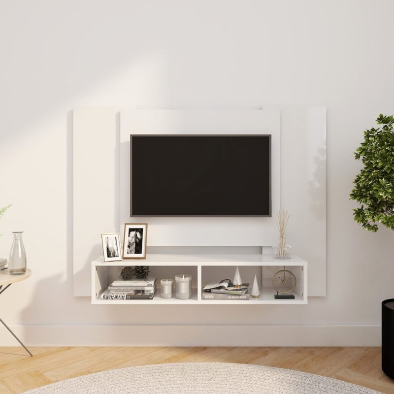 vidaXL TV-Wandschrank Hochglanz-Weiß 120x23,5x90 cm Holzwerkstoff vidaXL TV-Wandschrank Hochglanz-Weiß 120x23,5x90 cm Holzwerkstoff