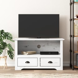 vidaXL TV-Schrank mit 2 Schubladen Weiß 91x43x56 cm Massivholz Kiefer