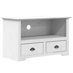 vidaXL TV-Schrank mit 2 Schubladen Weiß 91x43x56 cm Massivholz Kiefer