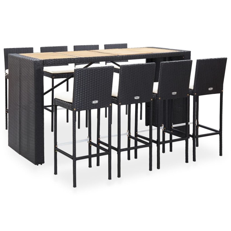 vidaXL 9-tlg. Garten-Bar-Set Poly Rattan und Akazienholz Schwarz vidaXL 9-tlg. Garten-Bar-Set Poly Rattan und Akazienholz Schwarz