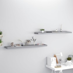 vidaXL Schwebende Wandregale 2 Stk. Grau 120x23,5x3,8 cm MDF