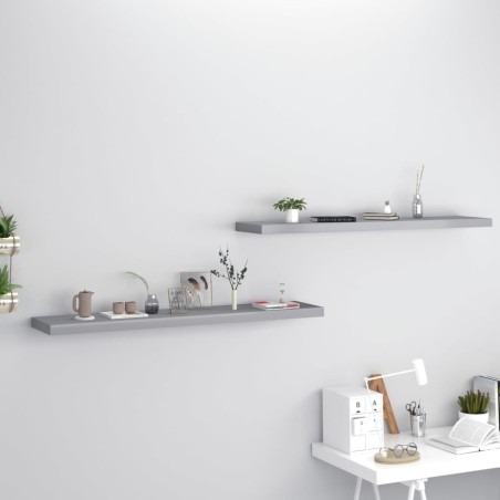 vidaXL Schwebende Wandregale 2 Stk. Grau 120x23,5x3,8 cm MDF