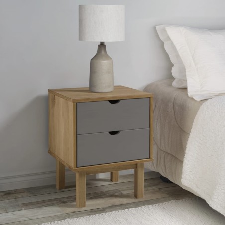 vidaXL Nachttisch OTTA Braun&Grau 46x39,5x57 cm Massivholz Kiefer