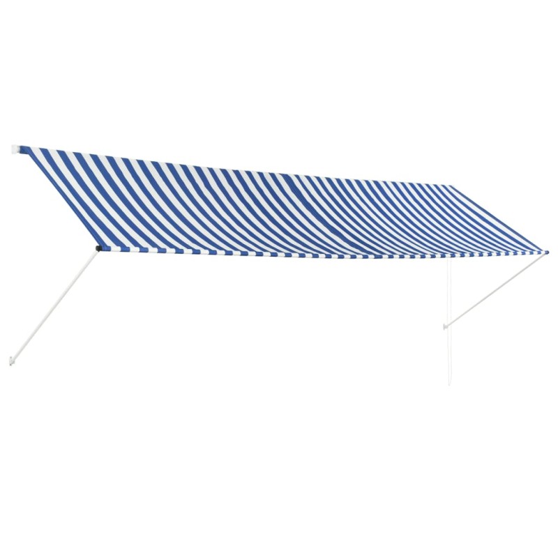 vidaXL Einziehbare Markise 400 x 150 cm Blau und Weiß vidaXL Einziehbare Markise 400 x 150 cm Blau und Weiß