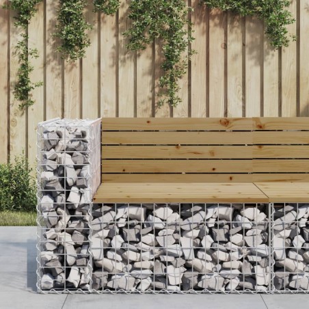 vidaXL Gartenbank aus Gabionen 92x71x65,5 cm Kiefernholz Imprägniert