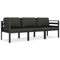 vidaXL 3-tlg. Garten-Lounge-Set mit Kissen Aluminium Anthrazit  