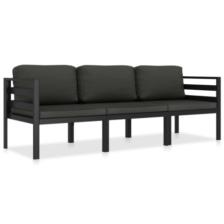 vidaXL 3-tlg. Garten-Lounge-Set mit Kissen Aluminium Anthrazit  