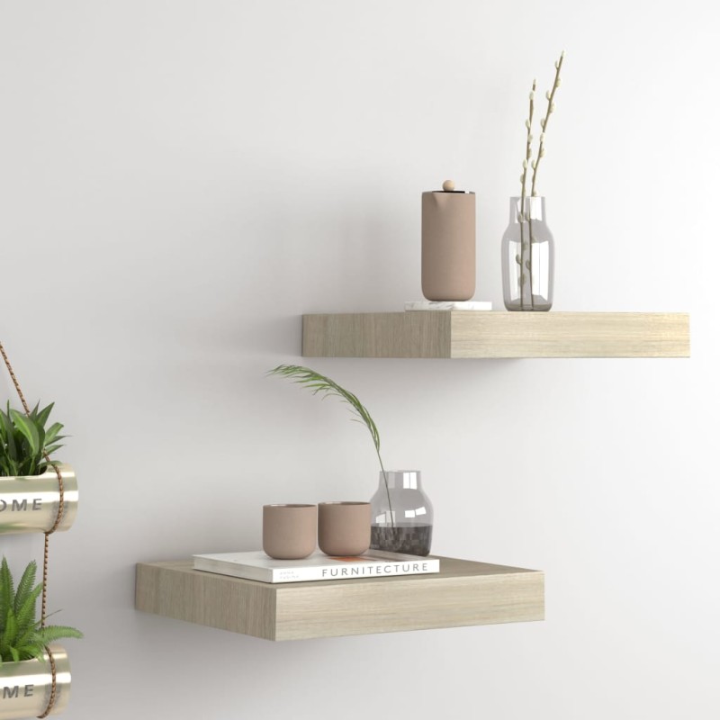 vidaXL Schwebende Wandregale 2 Stk. Eichefarben 23x23,5x3,8cm MDF vidaXL Schwebende Wandregale 2 Stk. Eichefarben 23x23,5x3,8cm MDF