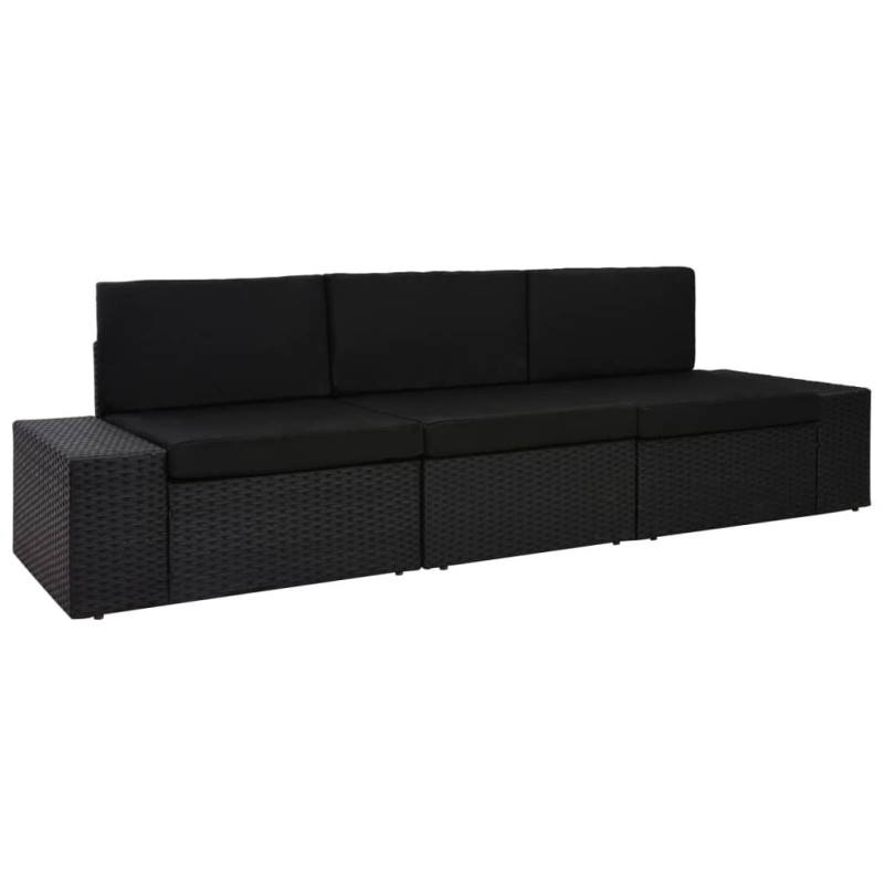 Modulares 3-Sitzer-Sofa Poly Rattan Schwarz Modulares 3-Sitzer-Sofa Poly Rattan Schwarz