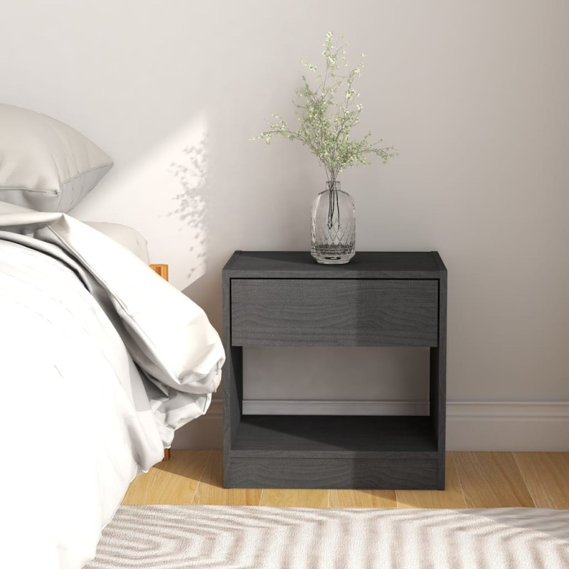 vidaXL Nachttisch Grau 40x31x40 cm Massivholz Kiefer vidaXL Nachttisch Grau 40x31x40 cm Massivholz Kiefer