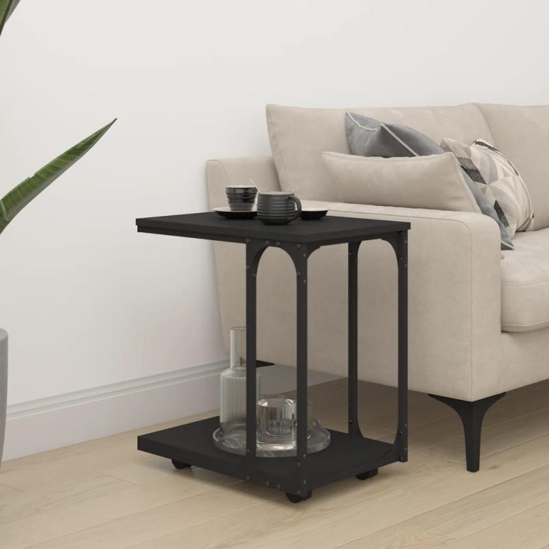 vidaXL Beistelltisch mit Rollen Schwarz 50x35x55,5 cm Holzwerkstoff vidaXL Beistelltisch mit Rollen Schwarz 50x35x55,5 cm Holzwerkstoff