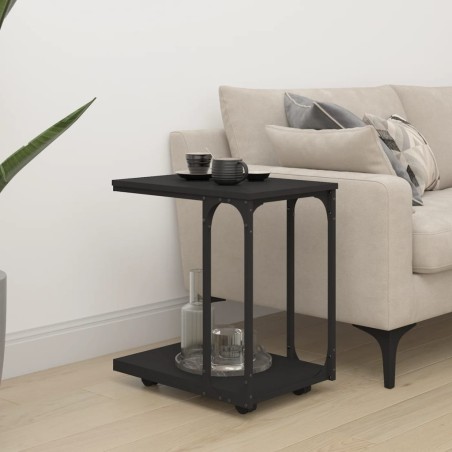 vidaXL Beistelltisch mit Rollen Schwarz 50x35x55,5 cm Holzwerkstoff 