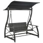 Hollywoodschaukel 3-Sitzer mit Dach Poly Rattan Grau Hollywoodschaukel 3-Sitzer mit Dach Poly Rattan Grau