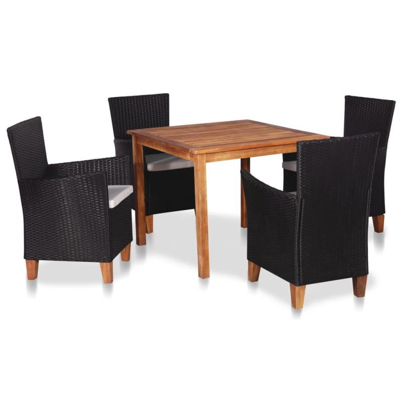5-tlg. Garten-Essgruppe Poly Rattan Schwarz und Braun 5-tlg. Garten-Essgruppe Poly Rattan Schwarz und Braun
