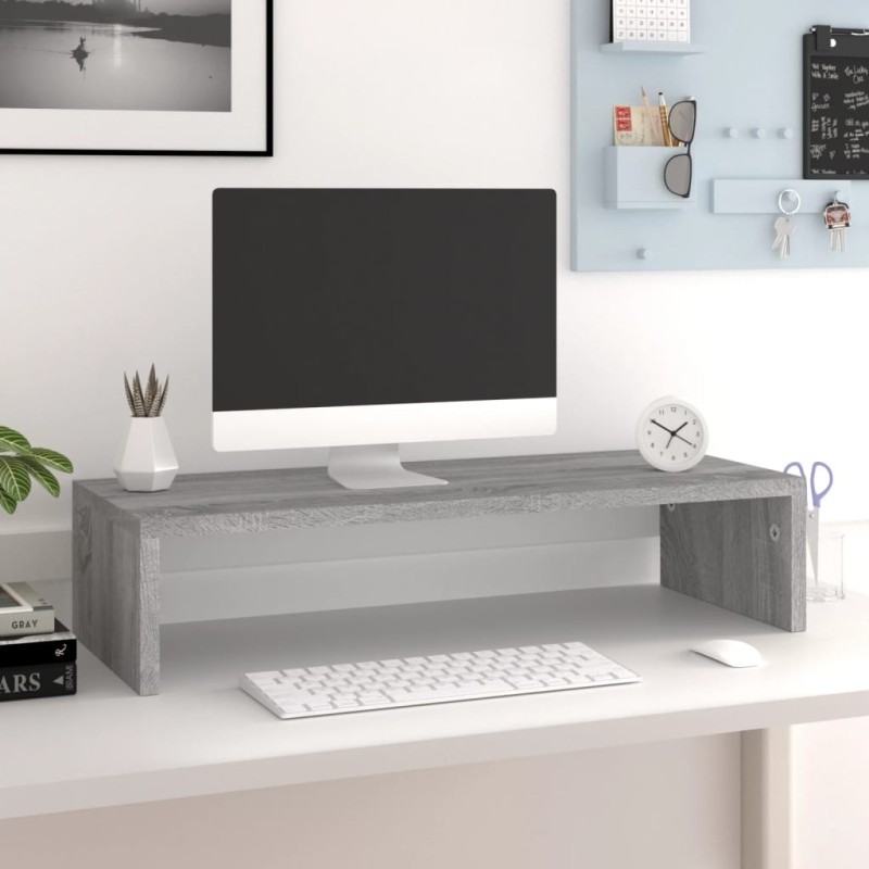 vidaXL Monitorständer Grau Sonoma 60x23,5x12 cm Holzwerkstoff vidaXL Monitorständer Grau Sonoma 60x23,5x12 cm Holzwerkstoff