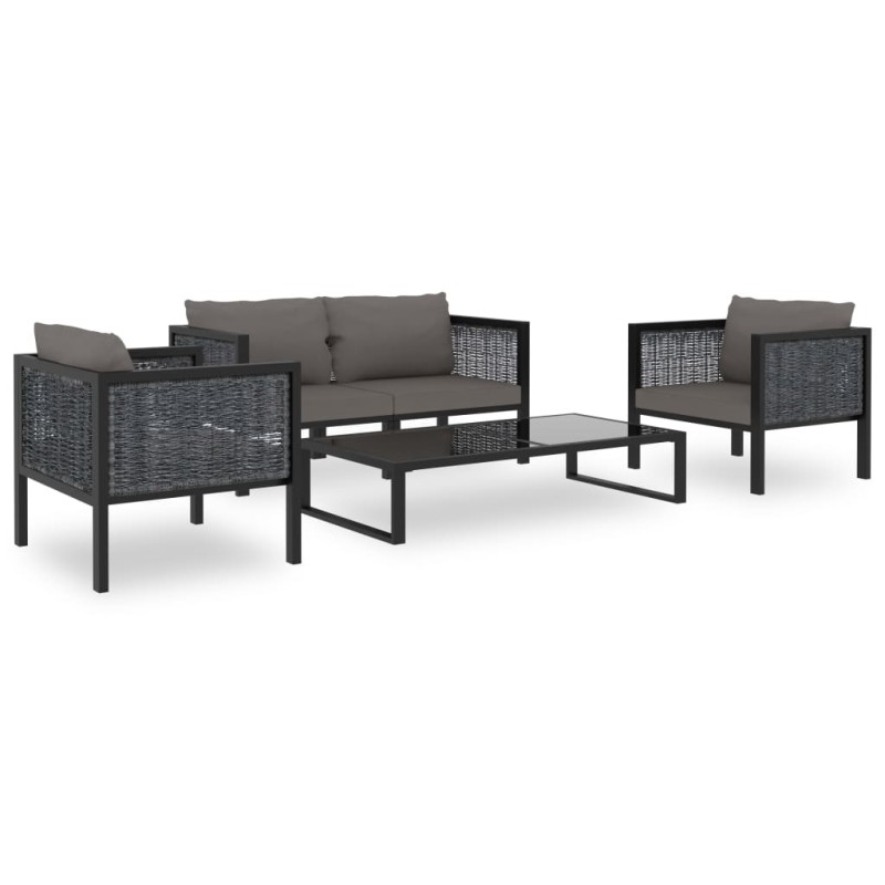 vidaXL 5-tlg. Garten-Lounge-Set mit Auflagen Poly Rattan Anthrazit vidaXL 5-tlg. Garten-Lounge-Set mit Auflagen Poly Rattan Anthrazit