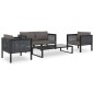vidaXL 5-tlg. Garten-Lounge-Set mit Auflagen Poly Rattan Anthrazit vidaXL 5-tlg. Garten-Lounge-Set mit Auflagen Poly Rattan Anthrazit