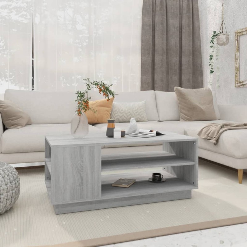 vidaXL Couchtisch Grau Sonoma 102x55x43 cm Holzwerkstoff vidaXL Couchtisch Grau Sonoma 102x55x43 cm Holzwerkstoff