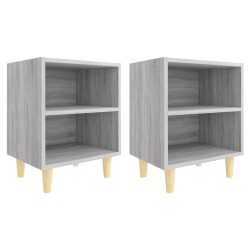 vidaXL Nachttische mit Massivholz-Beinen 2 Stk. Grau Sonoma 40x30x50cm