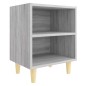 vidaXL Nachttische mit Massivholz-Beinen 2 Stk. Grau Sonoma 40x30x50cm