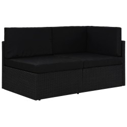 Modulares 2-Sitzer-Sofa Poly Rattan Schwarz