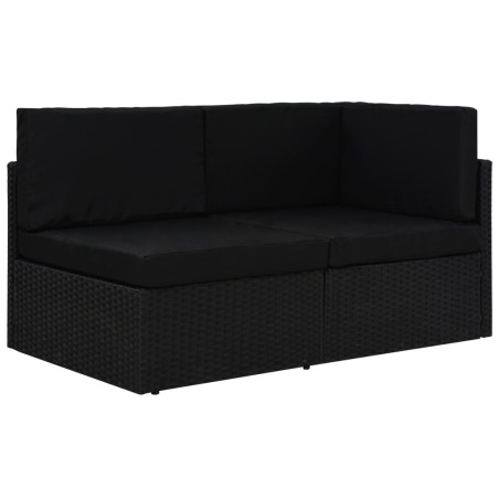 Modulares 2-Sitzer-Sofa Poly Rattan Schwarz