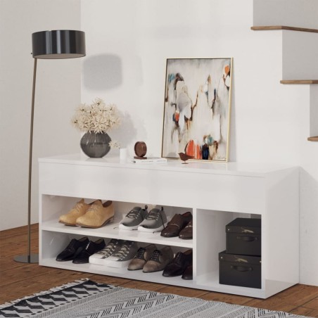 vidaXL Schuhbank Hochglanz-Weiß 105x30x45 cm Holzwerkstoff