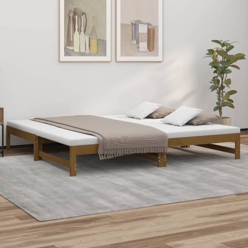 vidaXL Tagesbett Ausziehbar Honigbraun 2x(90x200) cm Massivholz Kiefer