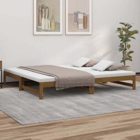 vidaXL Tagesbett Ausziehbar Honigbraun 2x(90x200) cm Massivholz Kiefer