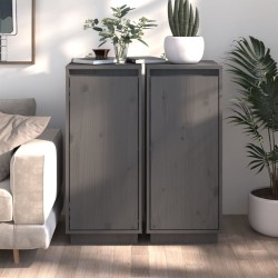 vidaXL Sideboards 2 Stk. Grau 31,5x34x75 cm Massivholz Kiefer