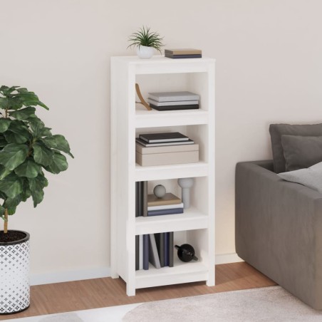 vidaXL Bücherregal Weiß 50x35x125,5 cm Massivholz Kiefer