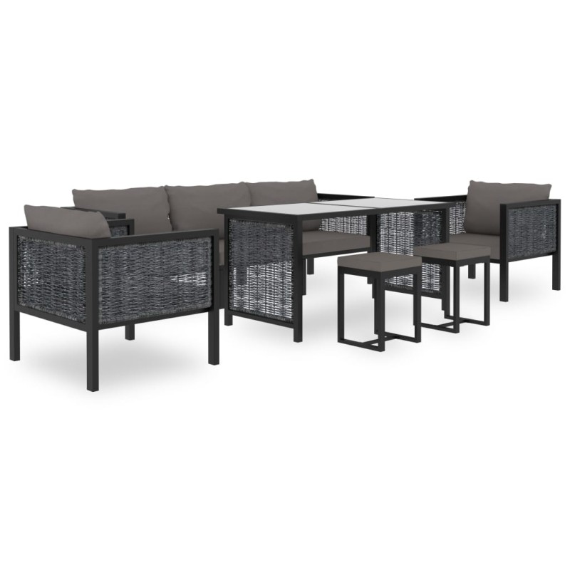 8-tlg. Garten-Lounge-Set mit Auflagen Poly Rattan Anthrazit 8-tlg. Garten-Lounge-Set mit Auflagen Poly Rattan Anthrazit