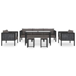 8-tlg. Garten-Lounge-Set mit Auflagen Poly Rattan Anthrazit