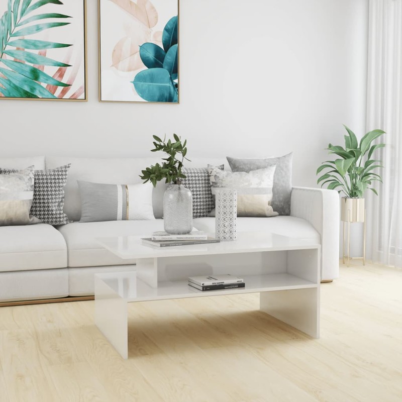 vidaXL Couchtisch Hochglanz-Weiß 90x60x42,5 cm Holzwerkstoff vidaXL Couchtisch Hochglanz-Weiß 90x60x42,5 cm Holzwerkstoff