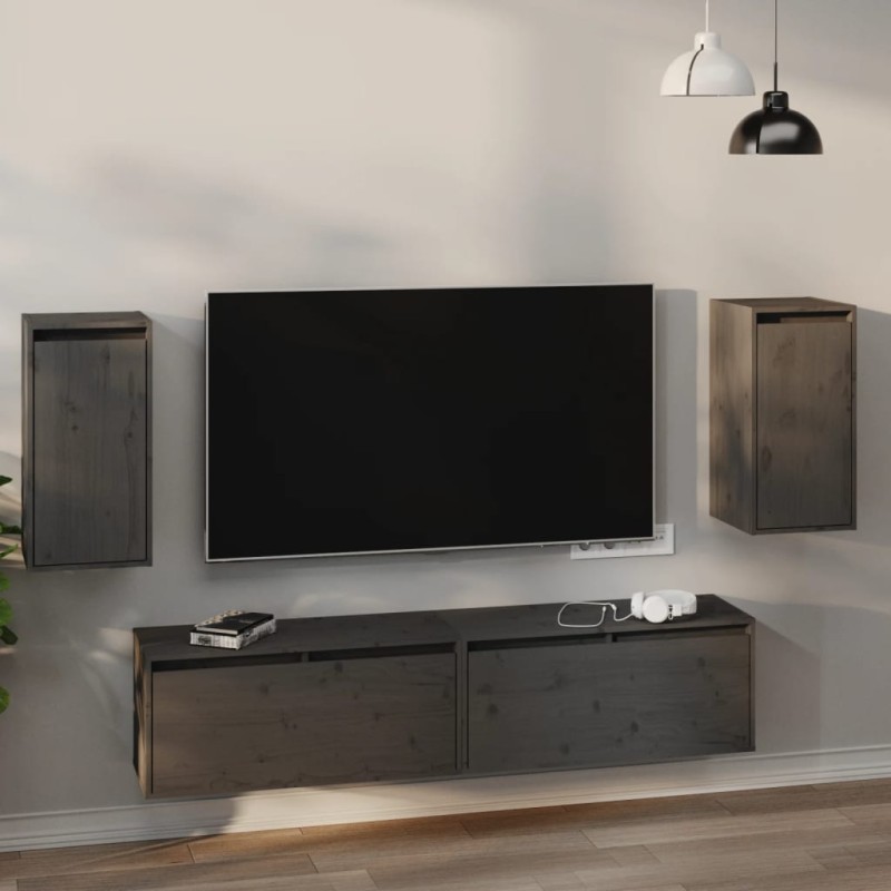 vidaXL Wandschränke 2 Stk. Grau 30x30x60 cm Massivholz Kiefer vidaXL Wandschränke 2 Stk. Grau 30x30x60 cm Massivholz Kiefer