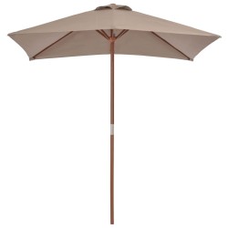 vidaXL Sonnenschirm mit Holzmast 150 x 200 cm Taupe