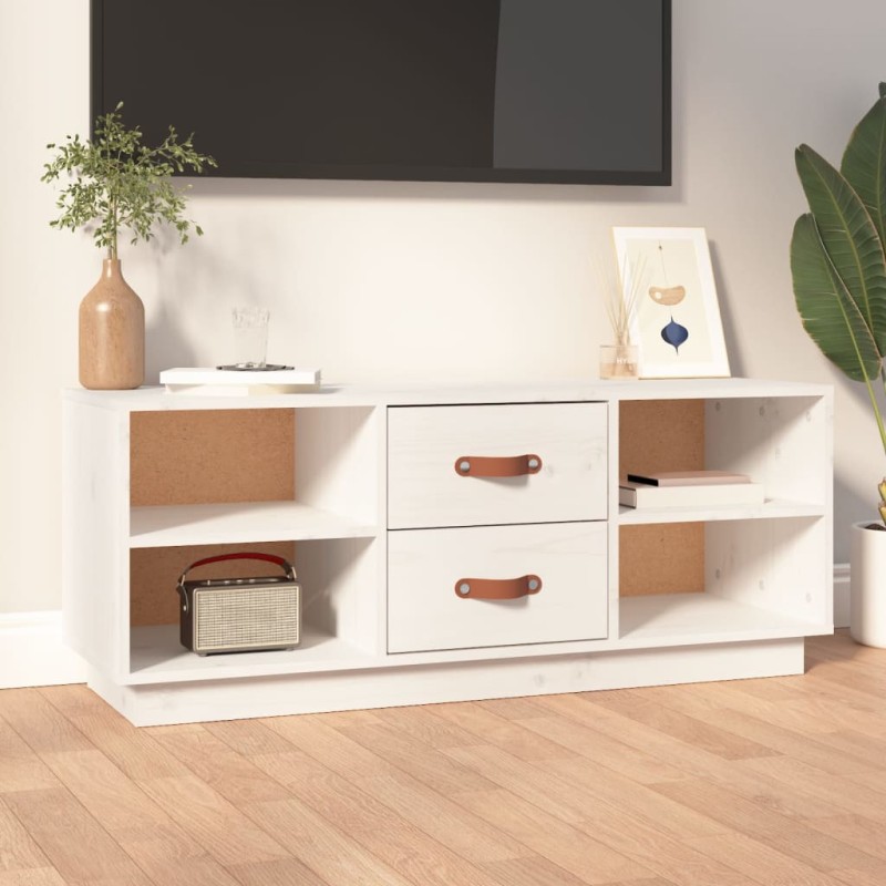 vidaXL TV-Schrank Weiß 100x34x40 cm Massivholz Kiefer vidaXL TV-Schrank Weiß 100x34x40 cm Massivholz Kiefer