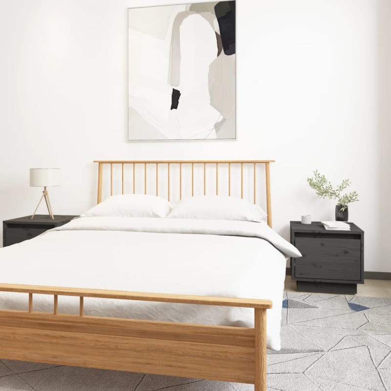 vidaXL Nachttische 2 Stk. Grau 35x34x32 cm Massivholz Kiefer vidaXL Nachttische 2 Stk. Grau 35x34x32 cm Massivholz Kiefer