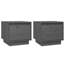 vidaXL Nachttische 2 Stk. Grau 35x34x32 cm Massivholz Kiefer