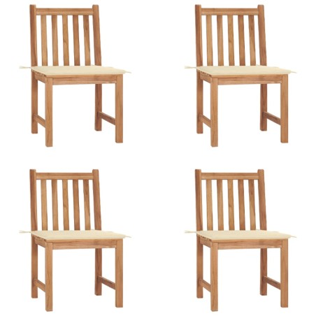 vidaXL Gartenstühle 4 Stk. mit Kissen Massivholz Teak 
