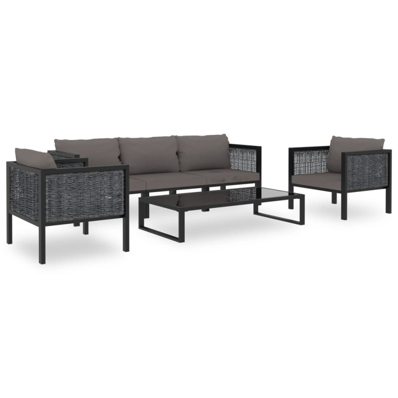 6-tlg. Garten-Lounge-Set mit Auflagen Poly Rattan Anthrazit 6-tlg. Garten-Lounge-Set mit Auflagen Poly Rattan Anthrazit