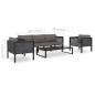 6-tlg. Garten-Lounge-Set mit Auflagen Poly Rattan Anthrazit 6-tlg. Garten-Lounge-Set mit Auflagen Poly Rattan Anthrazit